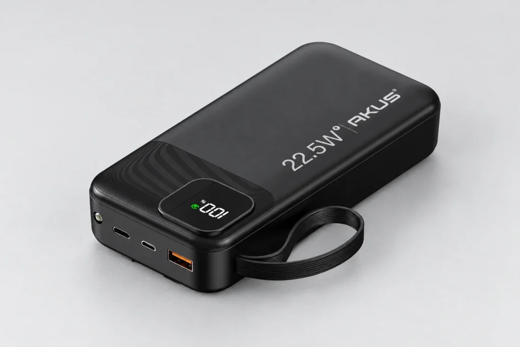 Minh họa góc cổng kết nối AKUS A20 Pro màu đen