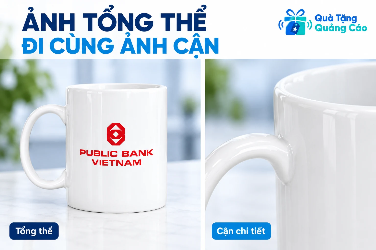 Ảnh toàn chiếc cốc và ảnh cận miệng, chỗ nối quai để minh họa cách ghi nhận