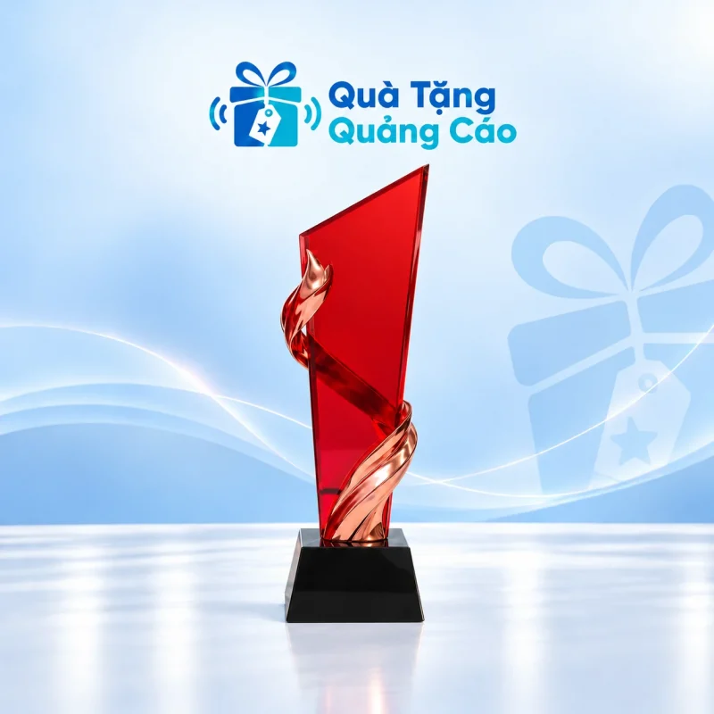 Biểu trưng pha lê K9 cao khoảng 29cm đế đen