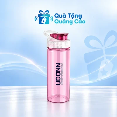 Bình nước 500 ml màu hồng cổ nắp trắng trên nền Quà Tặng Quảng Cáo xanh nhạt
