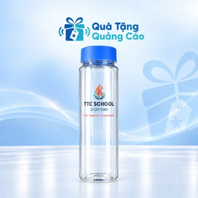 Bình nước 500 ml nắp xanh dương trên nền Quà Tặng Quảng Cáo xanh nhạt