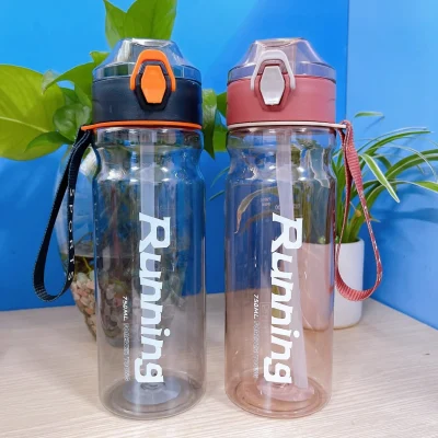 Bình nước750 ml nắp đen cam và bản nắp hồng đặt cạnh nhau