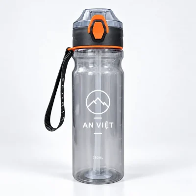 Mô phỏng nhận diện AN VIỆT trên bình nước750 ml nắp đen cam