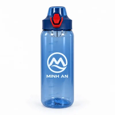 Mô phỏng nhận diện MINH AN trên bình 800 ml xanh dương chốt đỏ