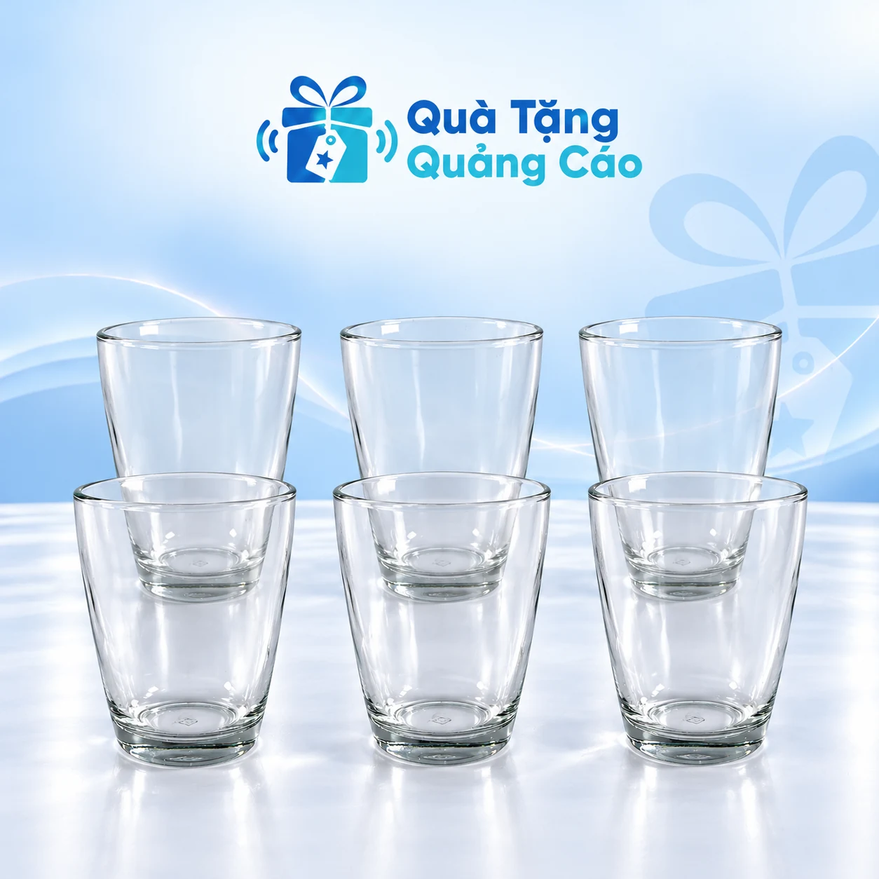 Bộ 6 ly thủy tinh MT38-13 trên nền Quà Tặng Quảng Cáo Bộ 6 ly thủy tinh MT38-13 trên nền Quà Tặng Quảng Cáo
