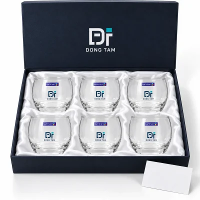 Mô phỏng bộ sáu ly Luminarc G2562 trong hộp mở có lớp lót trắng