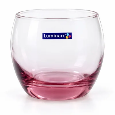 Minh họa một ly Luminarc J5386 dáng bầu thấp với chân hồng và thân trên trong
