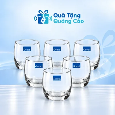 Bộ 6 ly thủy tinh Ocean B13009 trên nền Quà Tặng Quảng Cáo xanh nhạt