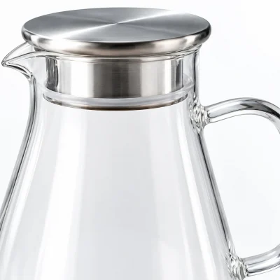 Minh họa cận quai và miệng rót bình thủy tinh nắp bạc