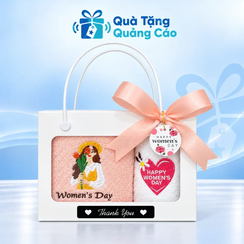 Bộ quà khăn mặt 28×48cm và khăn tắm 50×100cm