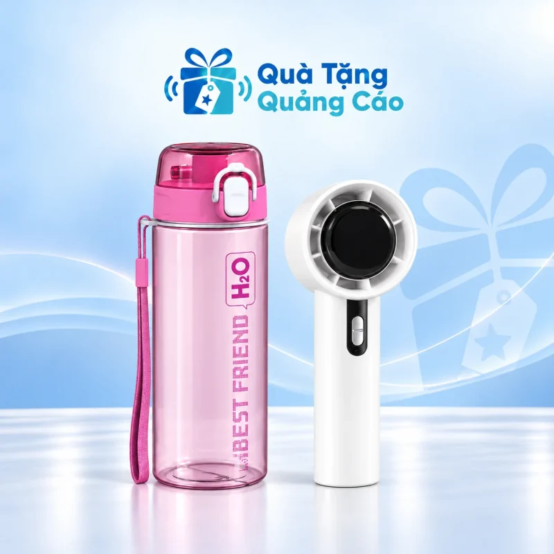 Bộ quà quạt mini 03 và bình nước Duy Tân 500ml