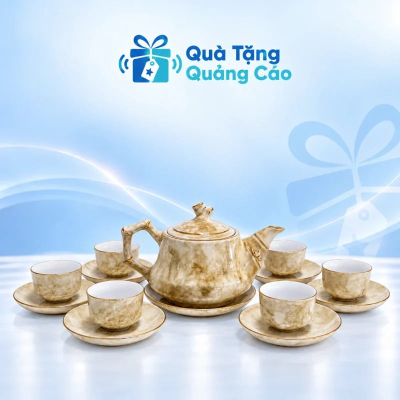 Bộ trà trúc vân đá 400 ml in logo