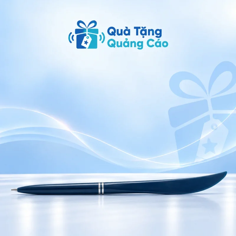 Bút bi rọc giấy màu xanh dương in logo