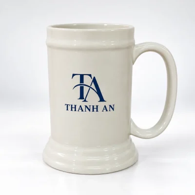 Mô phỏng decal THANH AN trên thân ca bia men kem