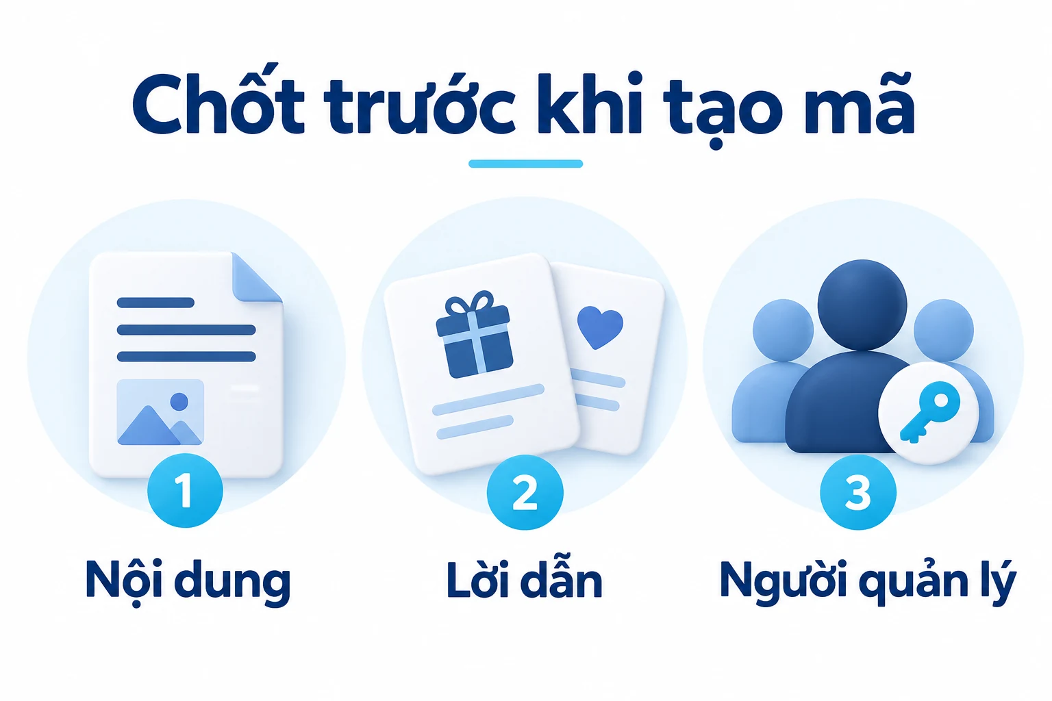 Nội dung, lời dẫn và người quản lý cần chốt trước khi tạo mã