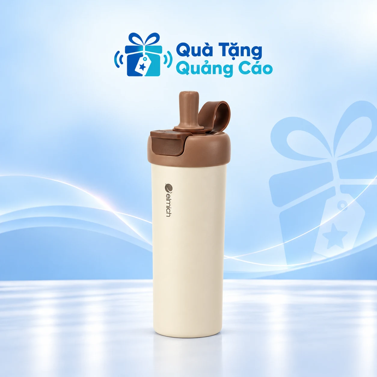 Cốc giữ nhiệt Elmich EL1658 580 ml màu kem in logo trên nền Quà Tặng Quảng Cáo xanh nhạt Cốc giữ nhiệt Elmich EL1658 580 ml màu kem trên nền Quà Tặng Quảng Cáo xanh nhạt