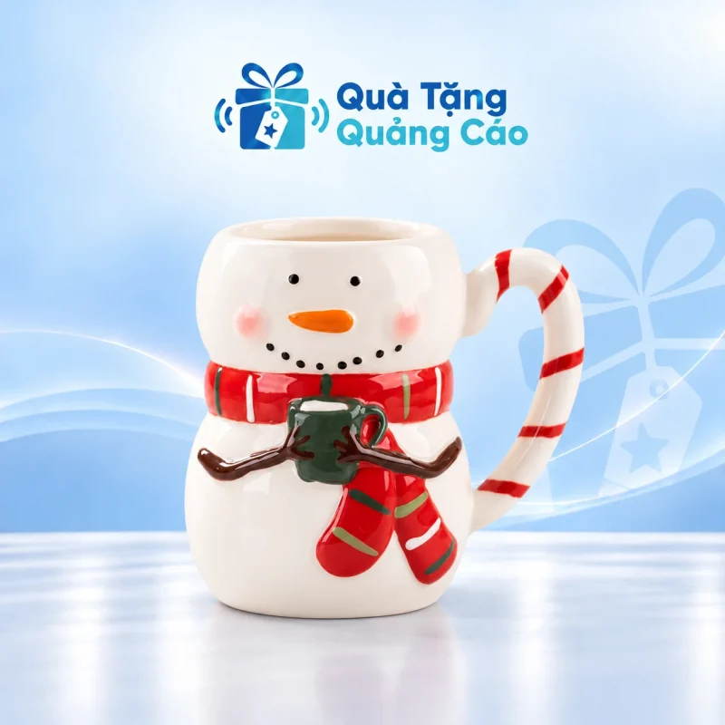 Cốc sứ Noel người tuyết 500 ml in logo
