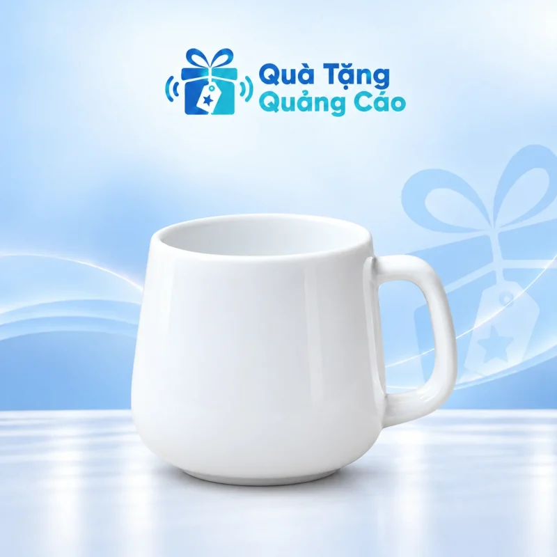 Cốc sứ trắng men bóng in logo