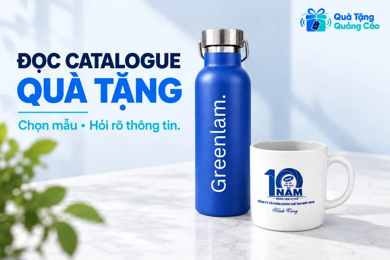Bình xanh Greenlam và cốc trắng có nhận diện MHA làm hai mẫu tham khảo