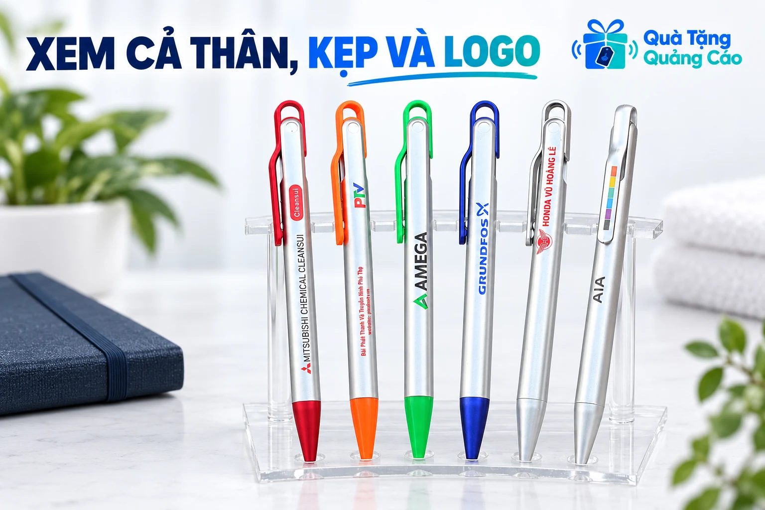 Sáu mẫu bút bạc có màu viền và nội dung in khác nhau theo ảnh nguồn