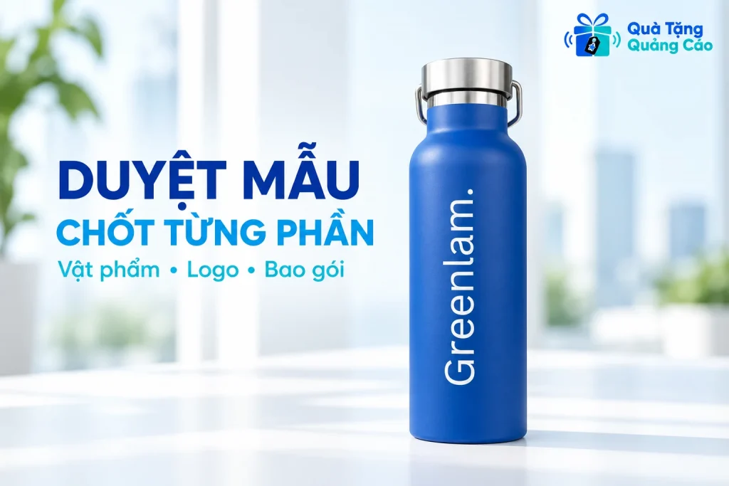 Bình xanh in dọc Greenlam cùng tiêu đề duyệt mẫu và chốt từng phần