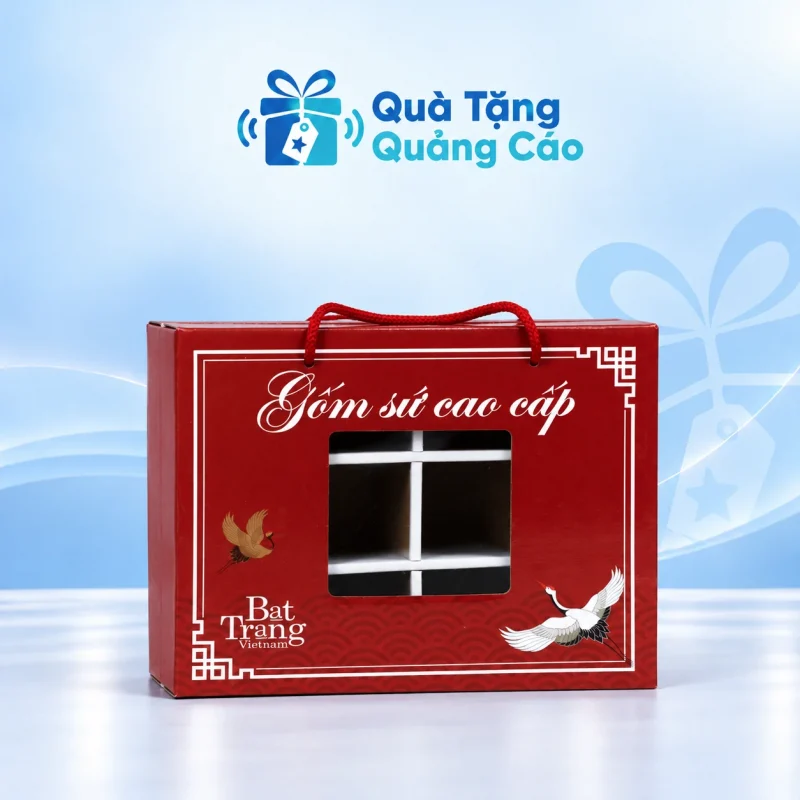 Hộp carton quai xách có cửa sổ và vách ngăn
