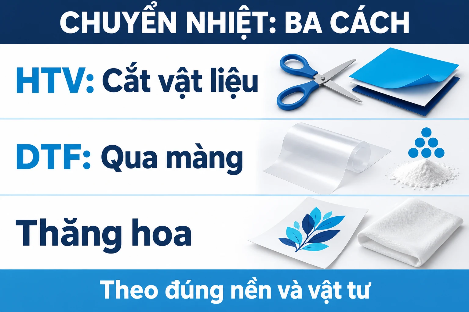 Tên HTV cắt vật liệu, DTF qua màng và thăng hoa trong đề xuất