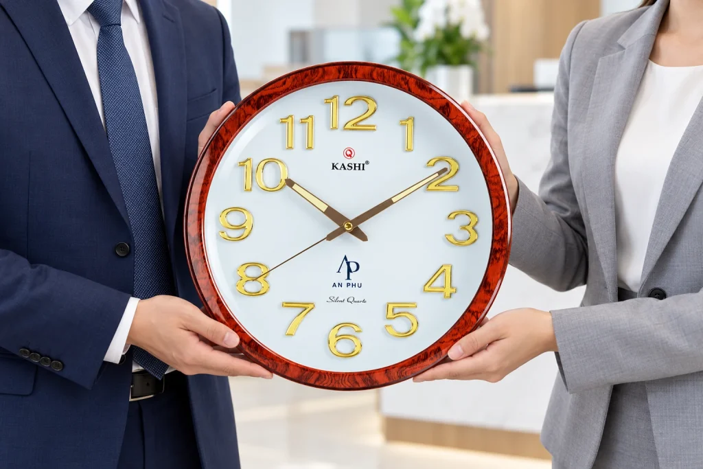 Minh họa trao đồng hồ Kashi HM226 in logo An Phú