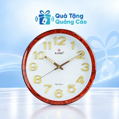 Đồng hồ Kashi HM226 viền vân gỗ trên nền Quà Tặng Quảng Cáo