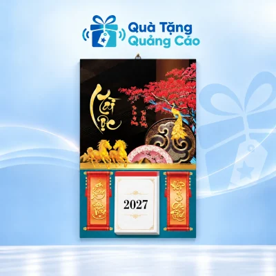Lịch bloc treo tường 2027 bìa Tài Lộc đen phối xanh