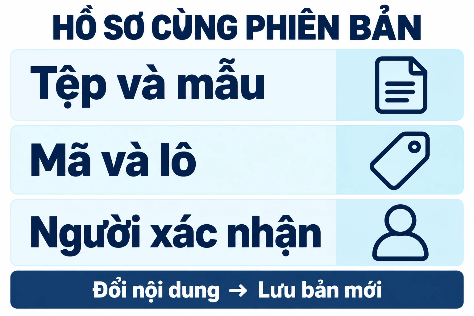 Tệp và mẫu, mã và lô, người xác nhận cùng phiên bản