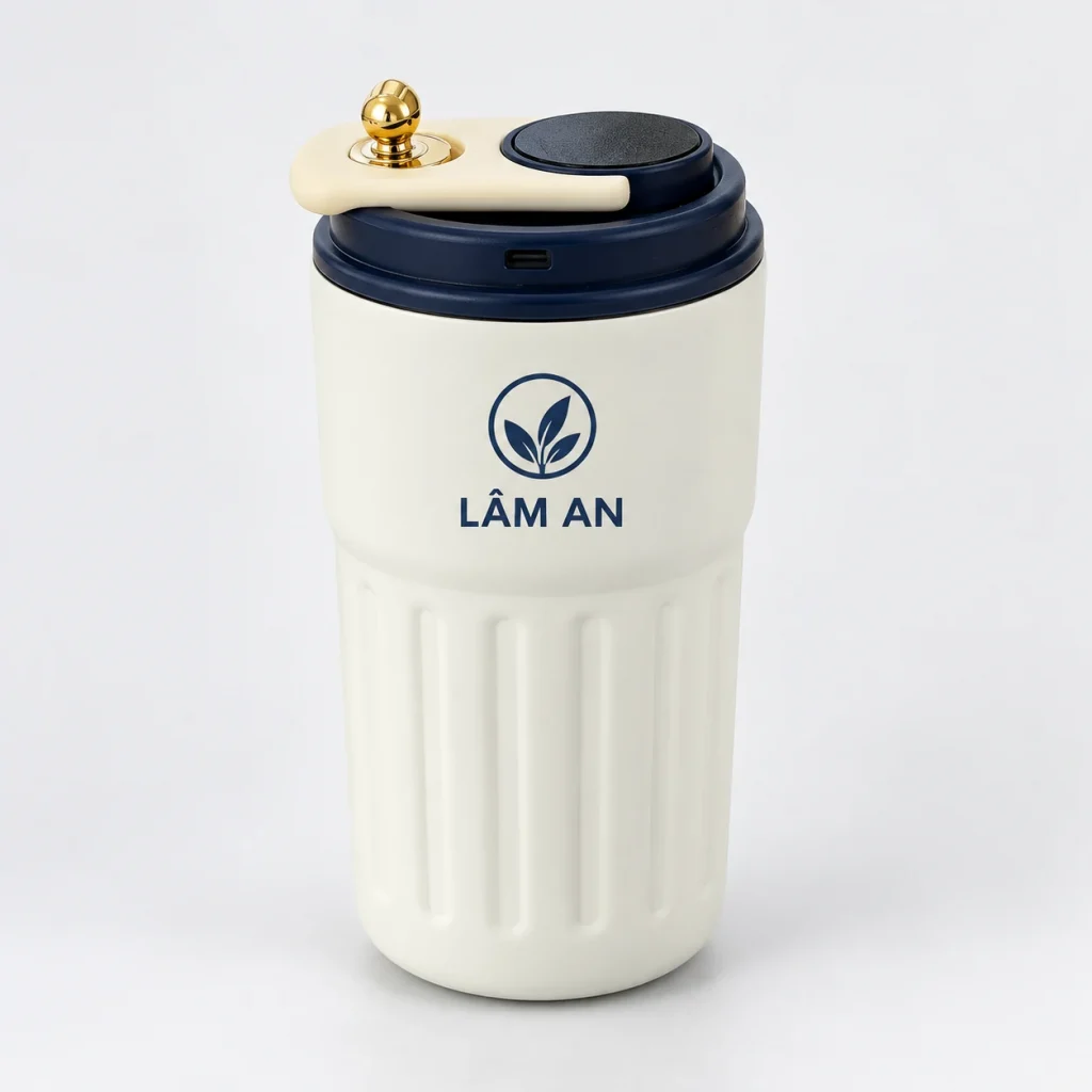 Mô phỏng nhận diện LÂM AN trên phần thân trơn của ly BGN15