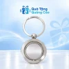 Móc khóa kim loại tròn viền bạc trên nền Quà Tặng Quảng Cáo
