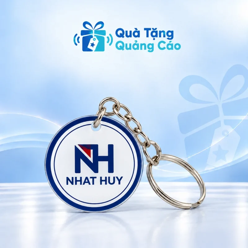 Móc khóa mica cứng cắt theo yêu cầu khoen tròn