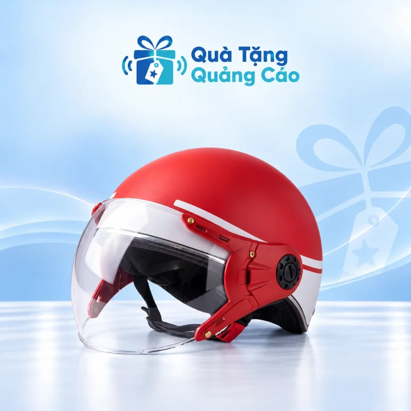Mũ bảo hiểm nửa đầu ABS có kính in logo