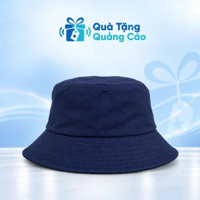 Mũ bucket cotton hai lớp màu xanh navy trên nền Quà Tặng Quảng Cáo