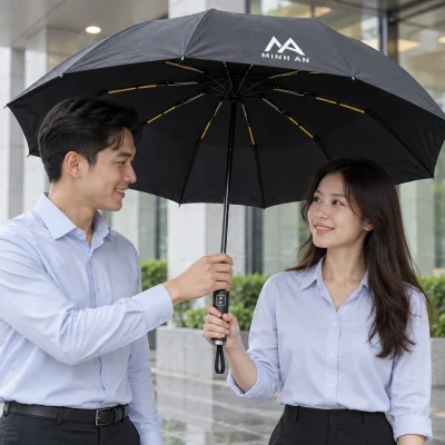 Minh họa trao ô đen 10 nan in logo MINH AN