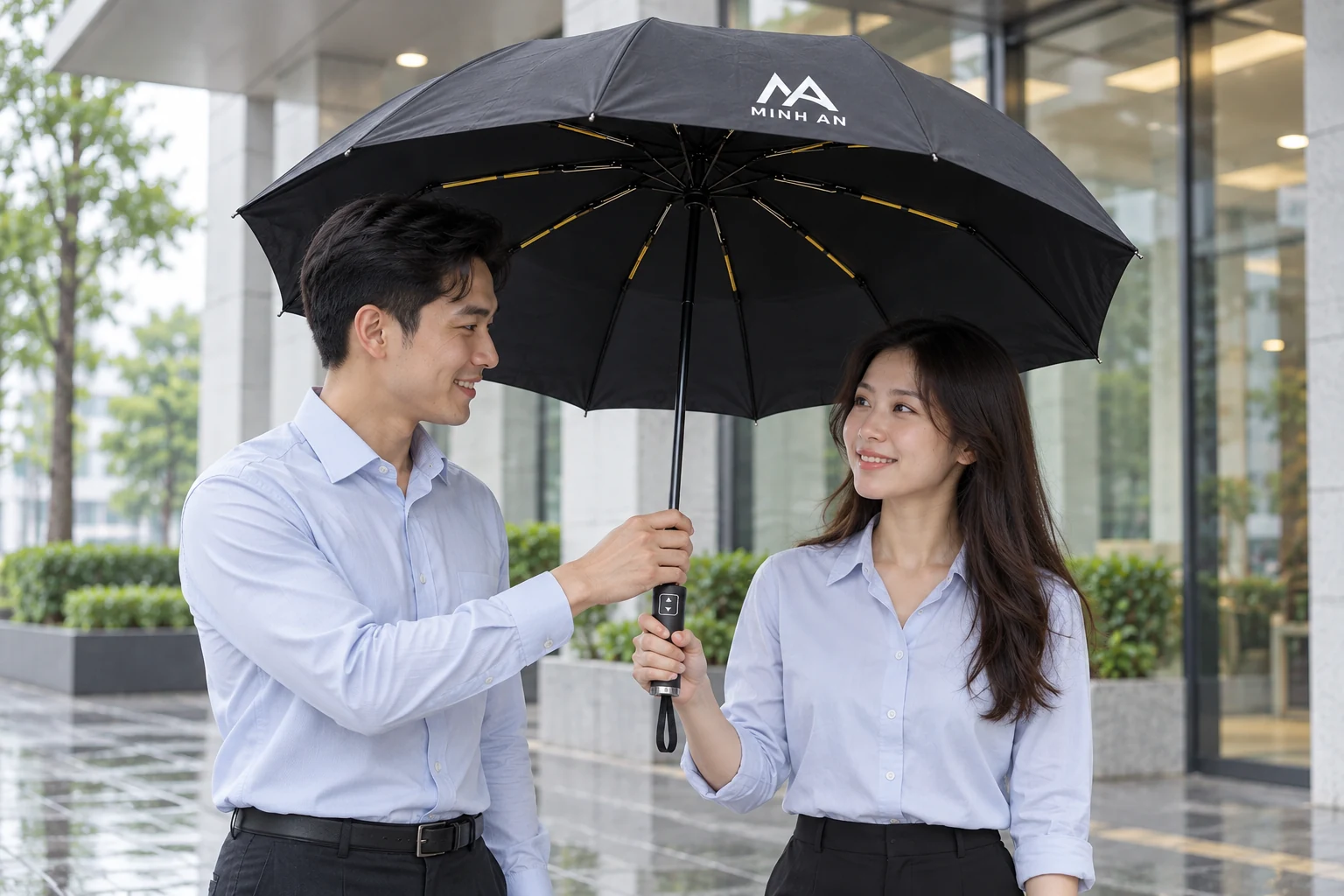 Minh họa trao ô đen 10 nan in logo MINH AN Minh họa trao ô đen 10 nan in logo MINH AN