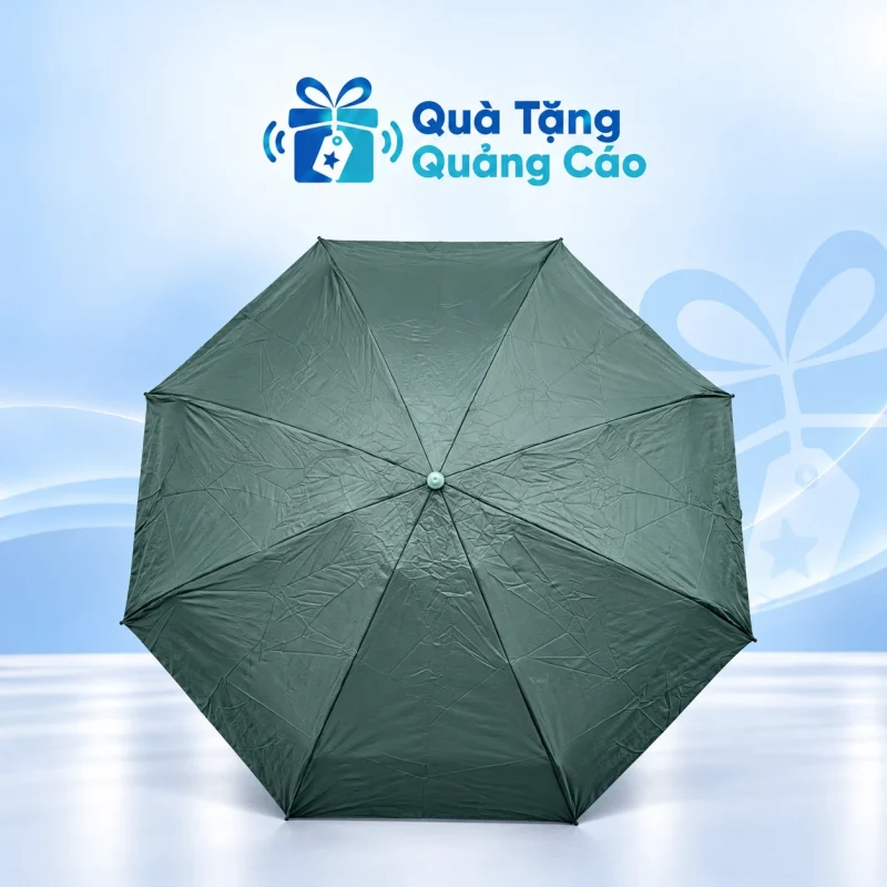Ô gập 5 tám nan màu xanh rêu in logo một múi