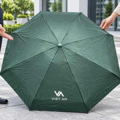 Minh họa giới thiệu ô xanh rêu in logo làm quà doanh nghiệp
