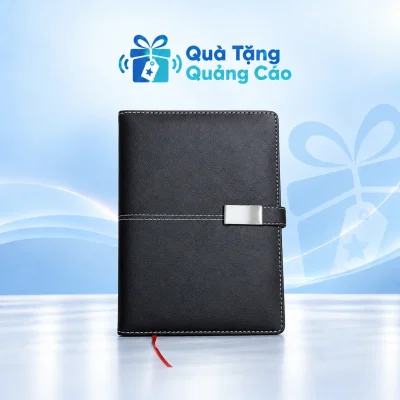 Sổ PK006 đen tai mặt bạc trên nền Quà Tặng Quảng Cáo