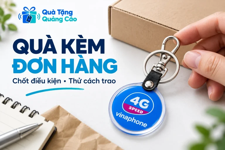 Móc khóa tròn xanh được chuẩn bị cạnh kiện hàng mua