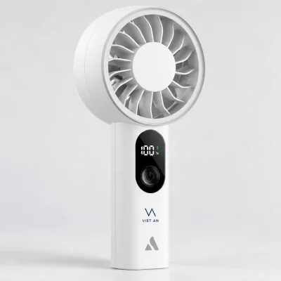 Mô phỏng logo VA VIET AN nhỏ trên tay cầm quạt PE01