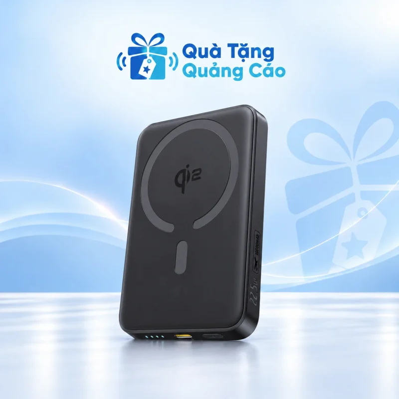 Sạc dự phòng Baseus EnerFill FM12 Qi2 10.000 mAh màu đen in logo
