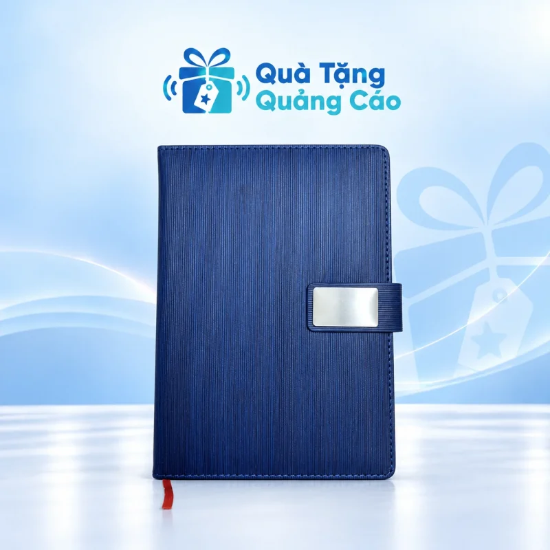 Sổ tay A5 xanh tai nam châm kim loại in logo