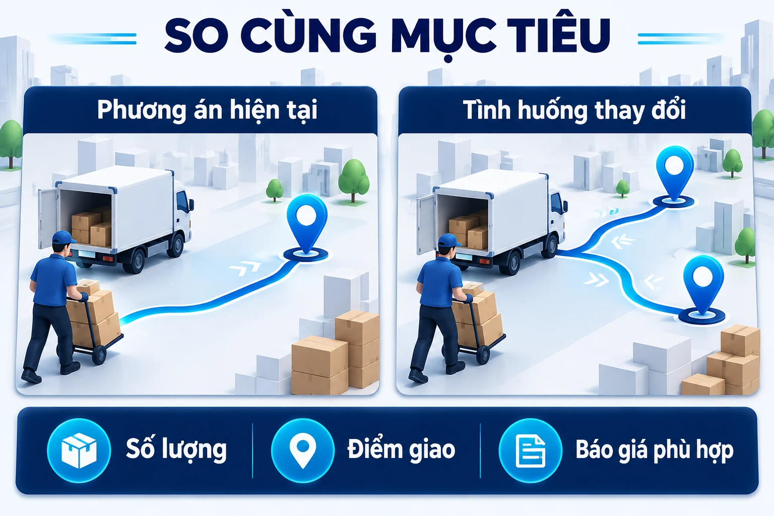 Minh họa một điểm giao và tình huống thêm điểm giao theo cùng mục tiêu