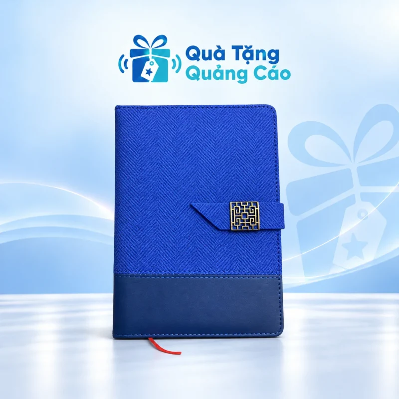 Sổ tay A5 bìa phối xanh tai nam châm in logo