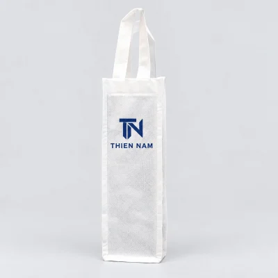 Minh họa nhận diện TN THIEN NAM màu xanh trên mặt túi không dệt trắng