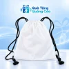 Túi rút canvas trắng dây đen và tai luồn vải trên nền Quà Tặng Quảng Cáo