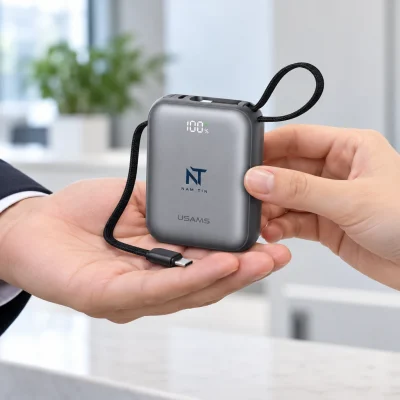 Minh họa trao pin USAMS PB86 màu xám in logo NAM TIN